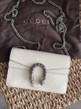 Gucci Cream Leather Dionysus Mini Shoulder Bag with Silver Hardware